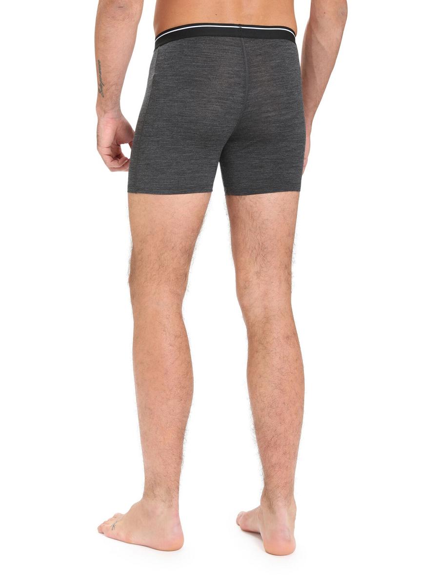 Jet Heather Icebreaker Merino Anatomica Boxers With Fly Men's Underwear | AU 1308ILHS